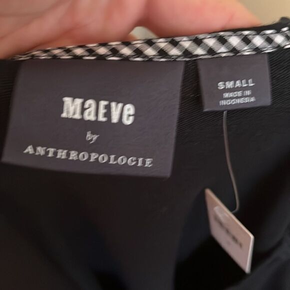 Anthropologie Maeve Annika Black Puffy Balloon Sleeve Dress Minimalist Modern - Picture 15 of 16